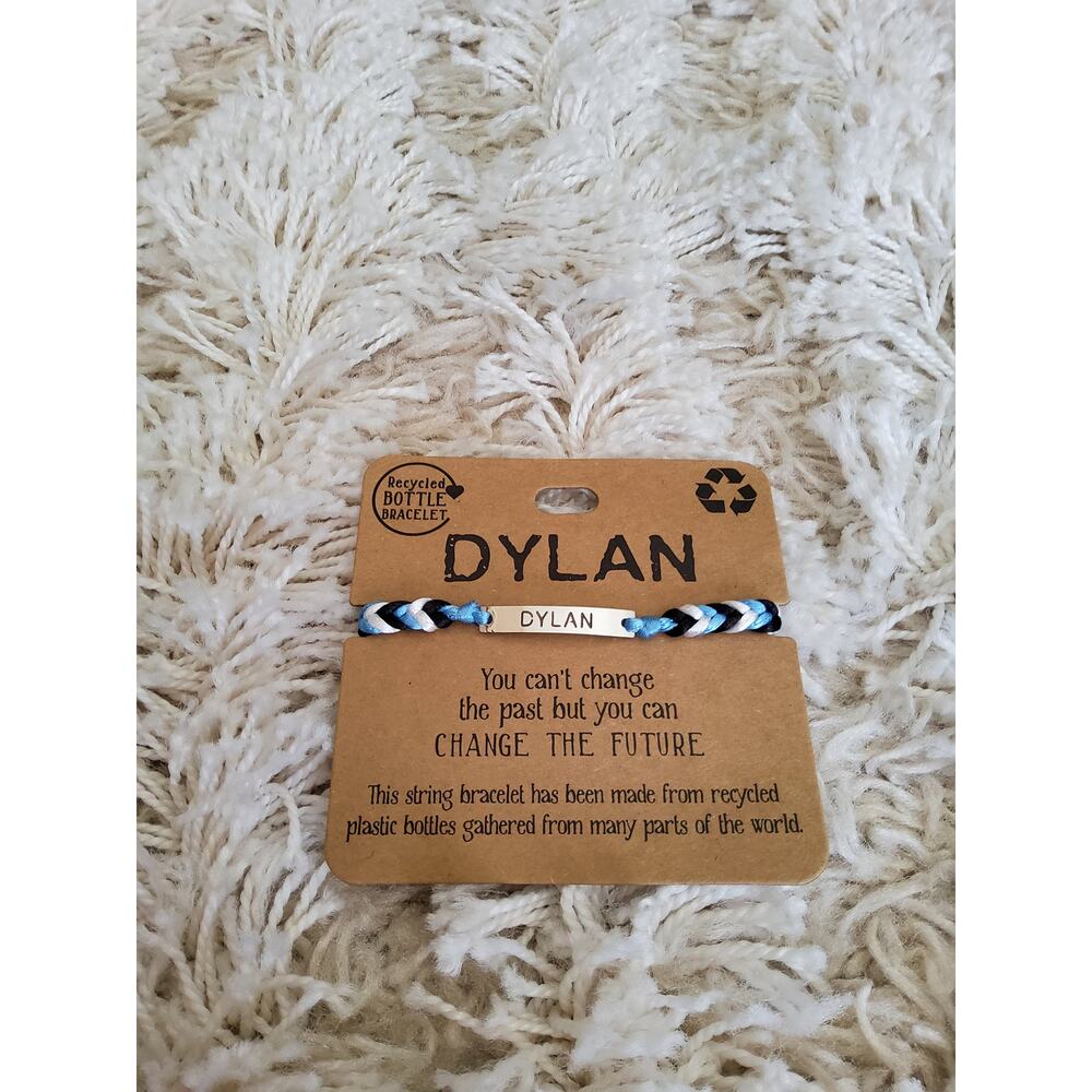 Dylan Recycled Plastic Bottle Chevron Braided Bracelet Blue Black White Gift